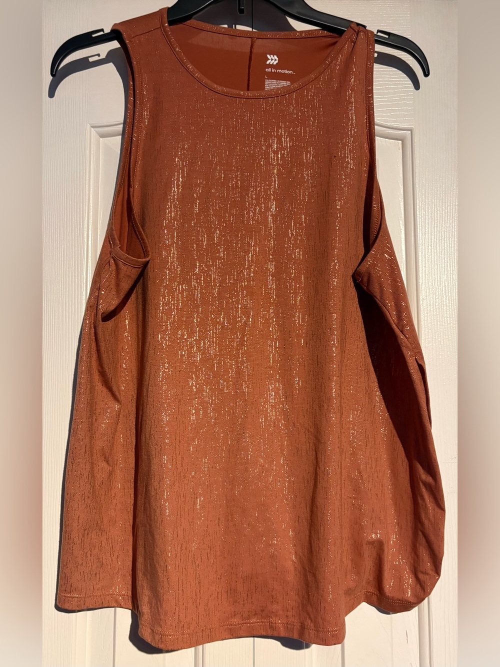 all in motion Rust Metallic Cold-Shoulder Tank
